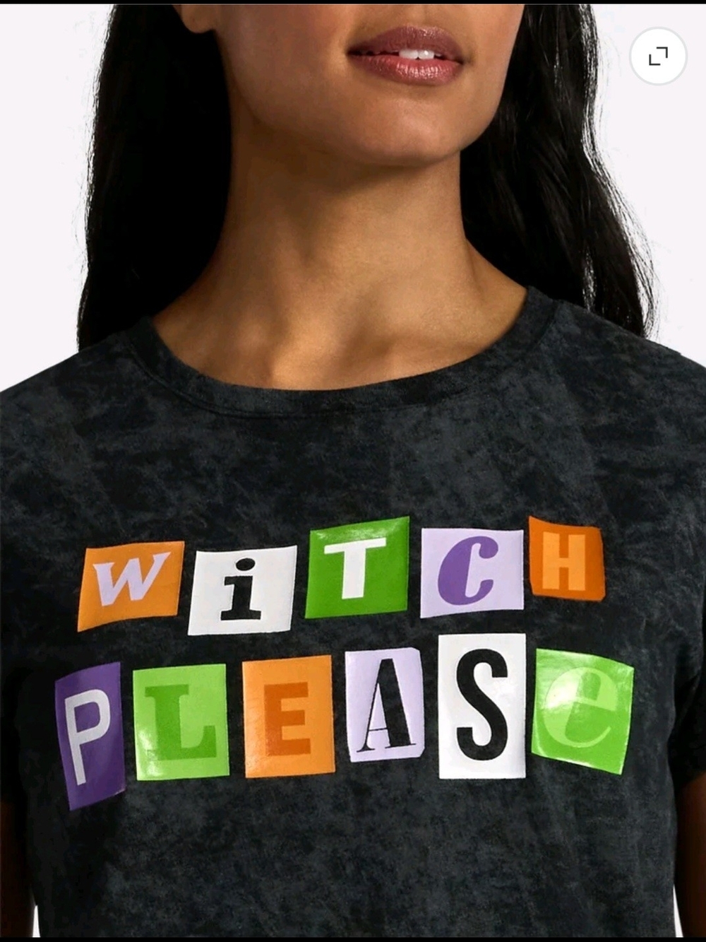 Wound Up Black Acid Wash 'Witch Please' Graphic Tee NWOT
